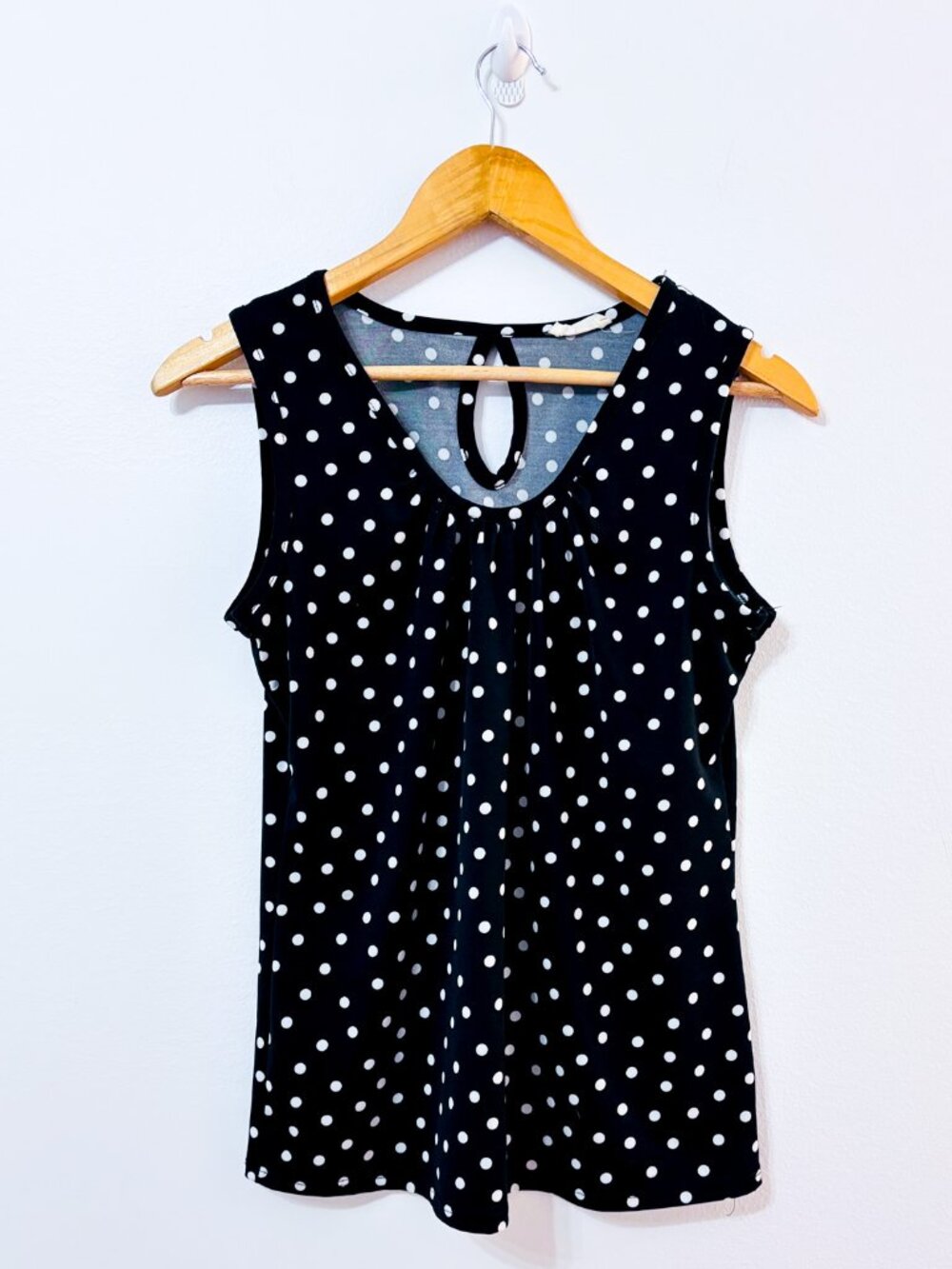 PROSPECT BLVD Black Polka Dot Tank Top | Feminine Casual | Small